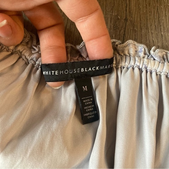 WHBM Womens Long Sleeve Silk Burnout Off The Shoulder Blouse M EUC - Picture 2 of 7